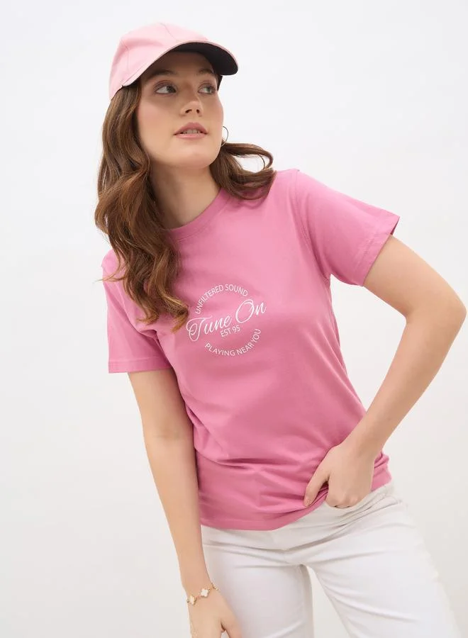 Styli Slogan Print Regular Fit T-Shirt