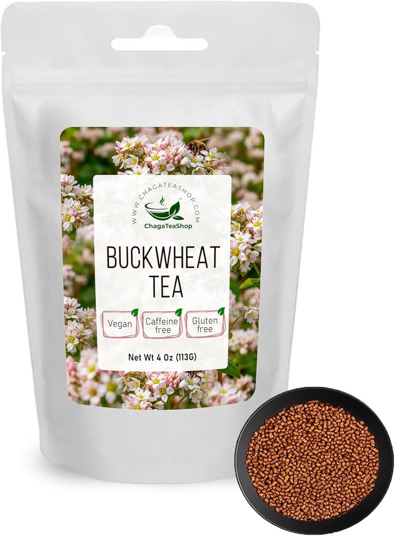 ChagaTeaShop شاي تشاجا تي شوب من الدرجة الممتازة من الحنطة السوداء التارتارية - محمص، غير معدّل وراثيًا، خالي من الغلوتين، نباتي، خالي من الكافيين (4 أونصات) - Image 1