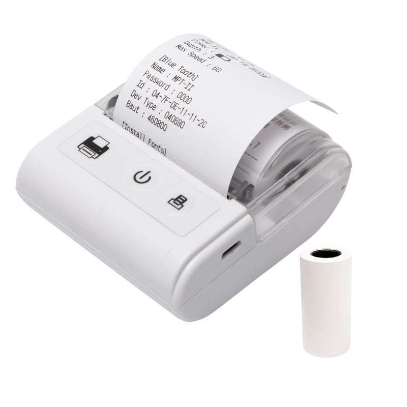 Portable Mini Thermal Receipt Printer USB & BT Connection 2 inches 57mm Wireless Printer High Speed with 1 Roll Paper Inside Compatible with iOS Android Windows for Restaurant s Retail Shop - Image 1