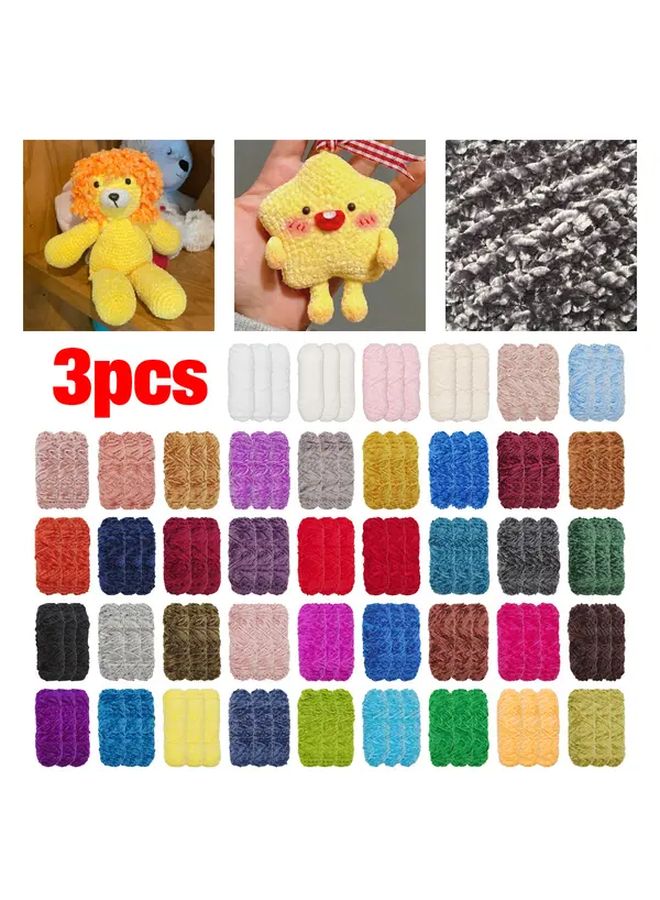 Color 12 Soft Chenille Yarn 3 Pack 100g For Knitting Crochet DIY Crafts - Image 1