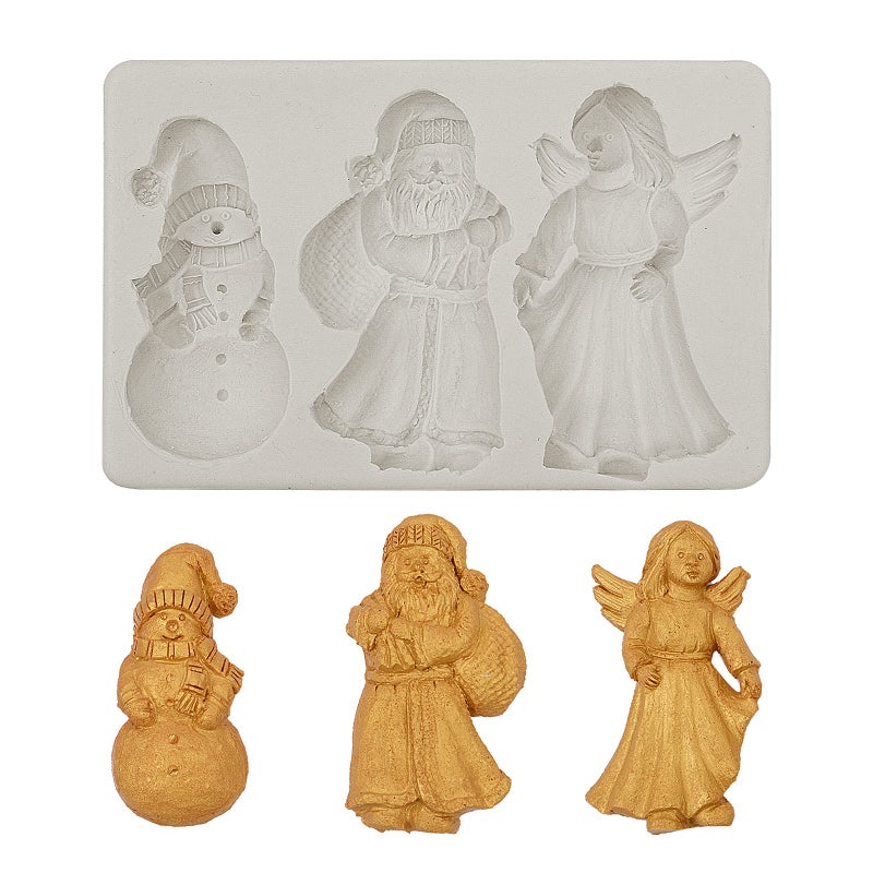Santa Claus Fondant Molds Christmas Snowan Our Lady Feather Candy Chocolate Cake Decoration Silicone Molds Angel Sugar Craft Cupcake Toppers Clay Resin for Christmas Easter and Thanksgiving