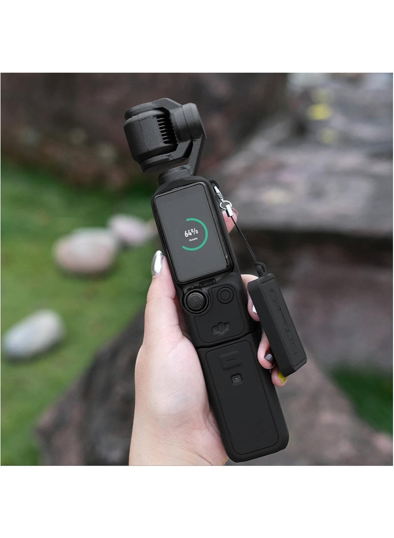 Apustim Accessory Kit For DJI Osmo Pocket 3，Including a Soft Silicone Protective Case，a Three In One Lanyard，Two Sets Of Screen Lens Protectors，And a Grip Protector （Black） - Image 3