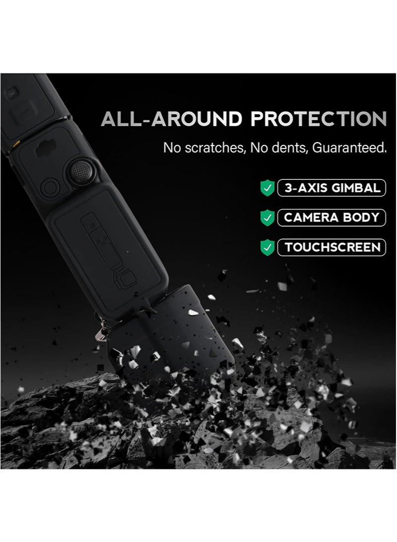 Apustim Accessory Kit For DJI Osmo Pocket 3，Including a Soft Silicone Protective Case，a Three In One Lanyard，Two Sets Of Screen Lens Protectors，And a Grip Protector （Black） - Image 5