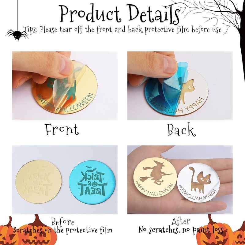Wolpark 20Pcs Gold Halloween Spooky Cupcake Toppers Acrylic Bat Boo Cupcake Picks for Halloween Theme Party Decorations Supplies - Image 3