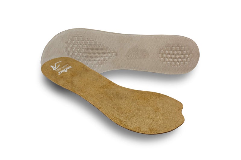 Pedag Lady Gel | Made in Germany | Ultra Thin Gel Insole for High Heels & Pumps | Metatarsal Pad | Heel Pad | Velour Top | Size Medium, US Women 8-10 / EU 38-40 | Tan | 1 Pair - Image 1