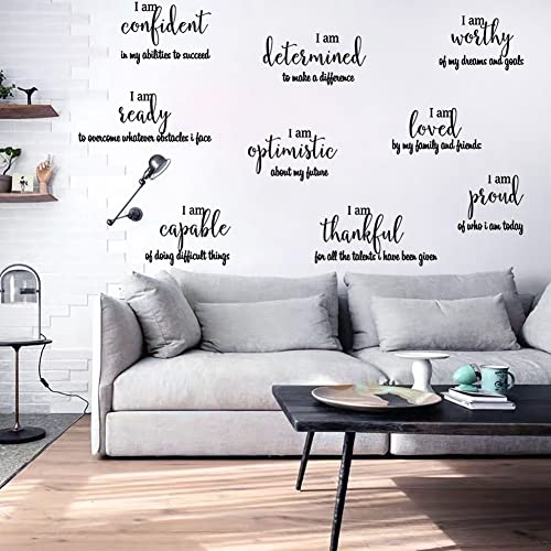Tuklye 9 Pieces Inspirational Decals Black Motivational Wall Sticker Vinyl Wall Quotes Stickers Wall Art Stickers Peel and Stick Wall Decals for Girl Boy Bedroom Living Room - Image 2