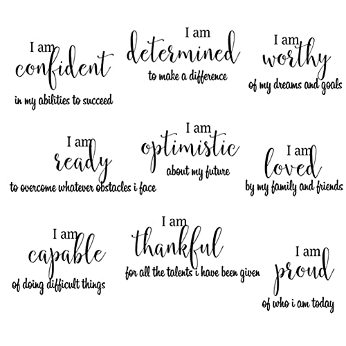 Tuklye 9 Pieces Inspirational Decals Black Motivational Wall Sticker Vinyl Wall Quotes Stickers Wall Art Stickers Peel and Stick Wall Decals for Girl Boy Bedroom Living Room - Image 1