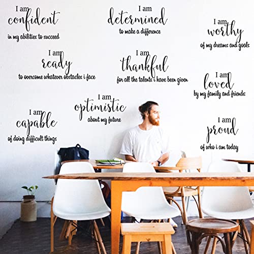 Tuklye 9 Pieces Inspirational Decals Black Motivational Wall Sticker Vinyl Wall Quotes Stickers Wall Art Stickers Peel and Stick Wall Decals for Girl Boy Bedroom Living Room - Image 3
