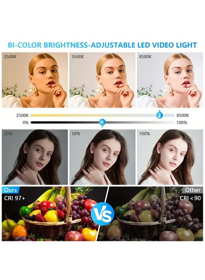 حامل ثلاثي ZOMEI 9 بوصة قابل للتعديل، ضوء فيديو ملء LED أسود مزود بمنفذ USB - Image 5