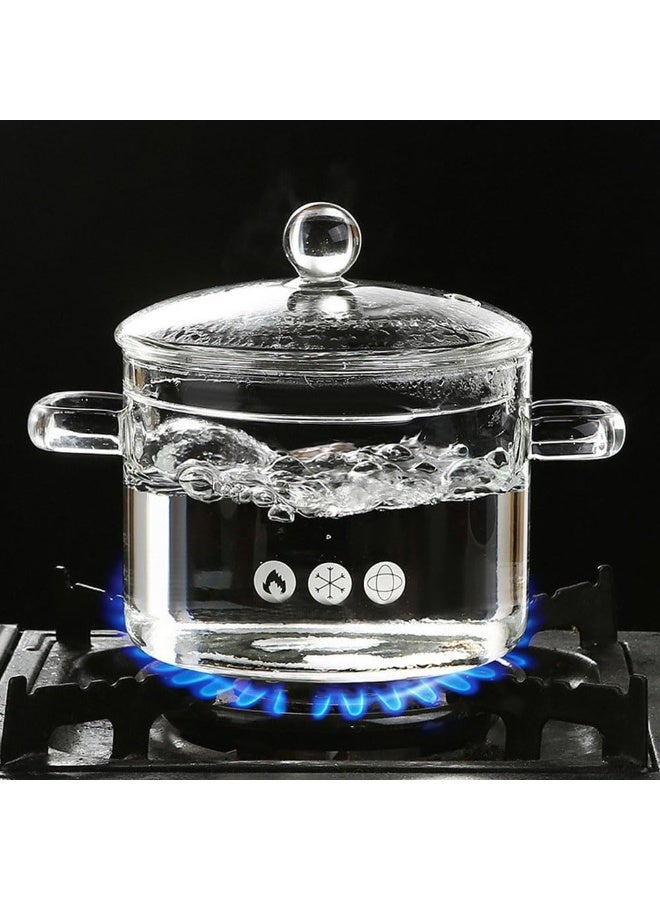 Glass Saucepan with Cover, Stovetop Cooking Pot with Lid and Handle Simmer Pot Clear Soup Pot, High Borosilicate Glass Cookware（1900ml) - Image 5