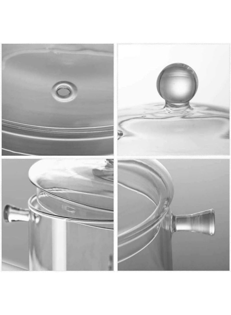 Glass Saucepan with Cover, Stovetop Cooking Pot with Lid and Handle Simmer Pot Clear Soup Pot, High Borosilicate Glass Cookware（1900ml) - Image 3