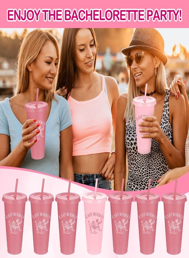 Potchen 12 Pcs Last Rodeo Cowgirl Bachelorette Party Plastic Cups with Lids and Straws 24 oz Pink Western Cowgirl Party Tumbler Cups for Bachelorette Bridal Shower Gifts - Image 5