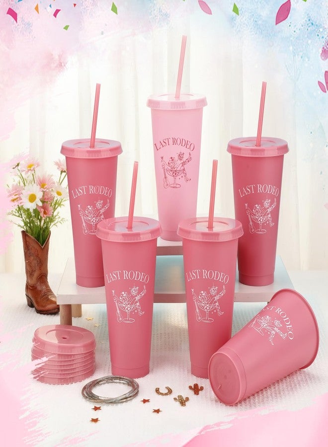 Potchen 12 Pcs Last Rodeo Cowgirl Bachelorette Party Plastic Cups with Lids and Straws 24 oz Pink Western Cowgirl Party Tumbler Cups for Bachelorette Bridal Shower Gifts - Image 4