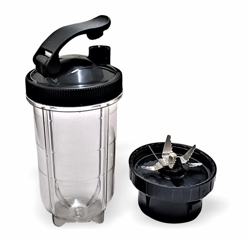Sumix Big Bullet Jar for Mixer Grinder 530 ML with Gym Sipper Cap ABS Transparent Plastic Mixer Juicer Jar Black - Image 2