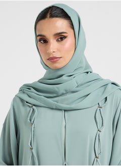 hayas closet V-Neck Drawstring Detailed Flared Sleeve Abaya  - Image 4