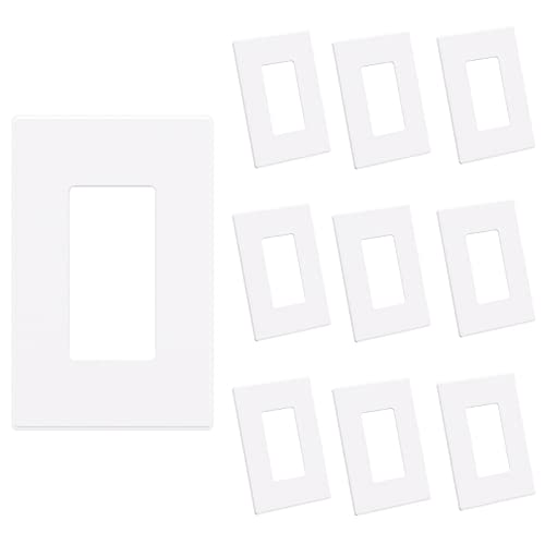 AIDA 1-Gang Screwless Decorative Wall Plates, Mid-Size Unbreakable Thermoplastic Faceplate Cover for Decorator Receptacle Outlet Switch, UL Listed (10 Pack, Matte White) - Image 1