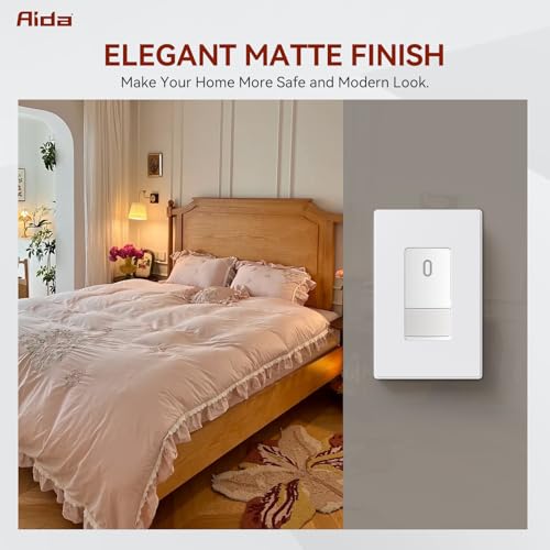 AIDA 1-Gang Screwless Decorative Wall Plates, Mid-Size Unbreakable Thermoplastic Faceplate Cover for Decorator Receptacle Outlet Switch, UL Listed (10 Pack, Matte White) - Image 5