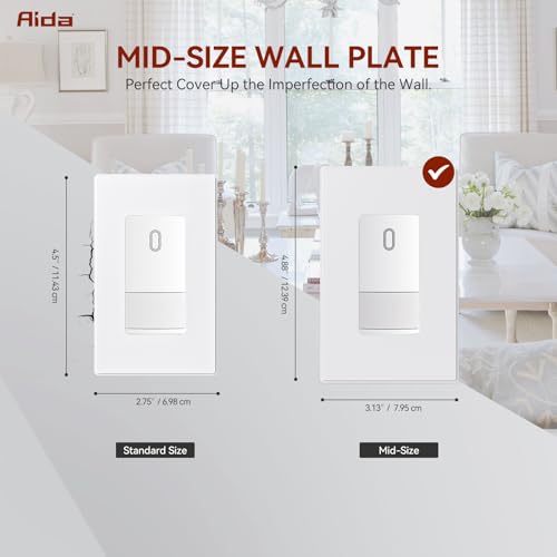 AIDA 1-Gang Screwless Decorative Wall Plates, Mid-Size Unbreakable Thermoplastic Faceplate Cover for Decorator Receptacle Outlet Switch, UL Listed (10 Pack, Matte White) - Image 3