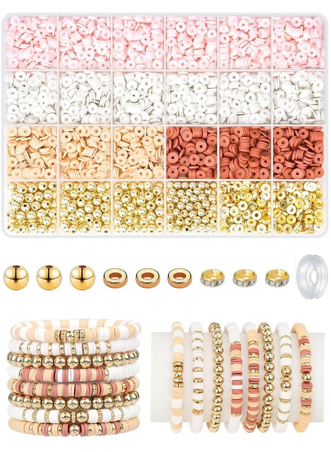 3000 Pcs Clay Beads for Bracelets, Bracelet Making kit Golden Beads for Jewelry Making, Charms Bracelet Kit DIY Arts and Crafts Birthday Mothers Day Gifts Toys - Image 1