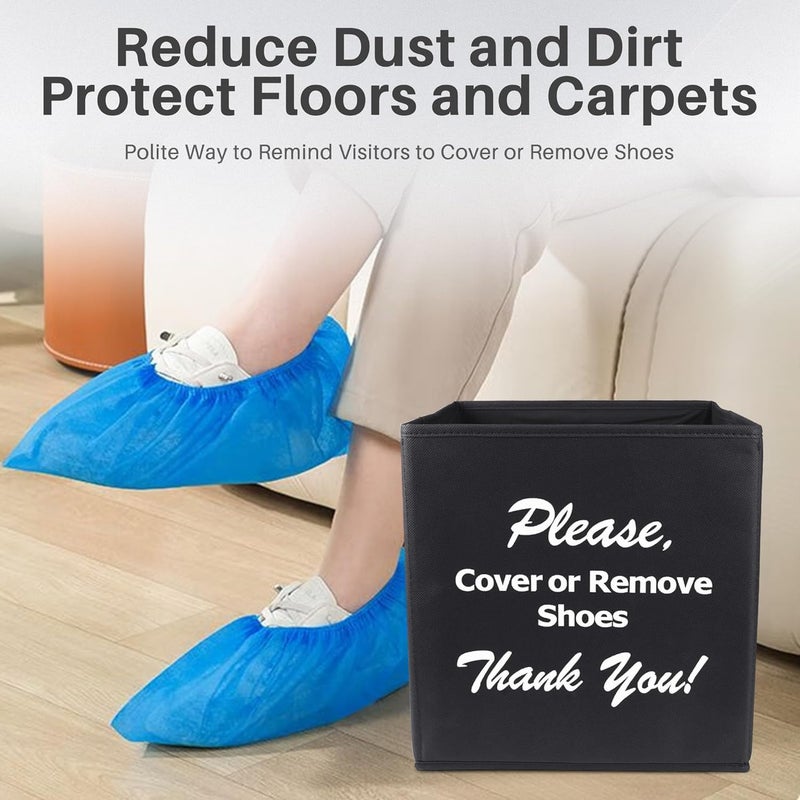 Opret Large Shoe Cover Box Black, Real Estate Agent Supplies, Disposable Shoe Cover Dispenser Box for Open House, Foldable Storage Bin - Image 3