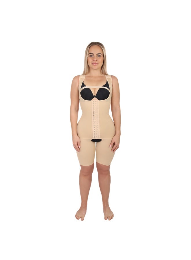 Sedra Shapely Full body shaper after surgery for tightening the abdomen and waist and lifting the buttocks; women's compression suit for body shaping with a back opening and comfortable design; beige - Image 1