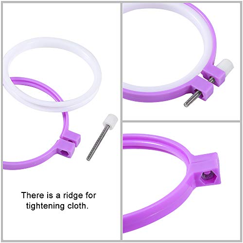 Caydo 6 Pieces Embroidery Hoops and 15 Needles, Plastic Circle Cross Stitch Hoop Ring Embroidery Circle Set, 3.4 inch to 10.4 inch (Multicolor) - Image 5