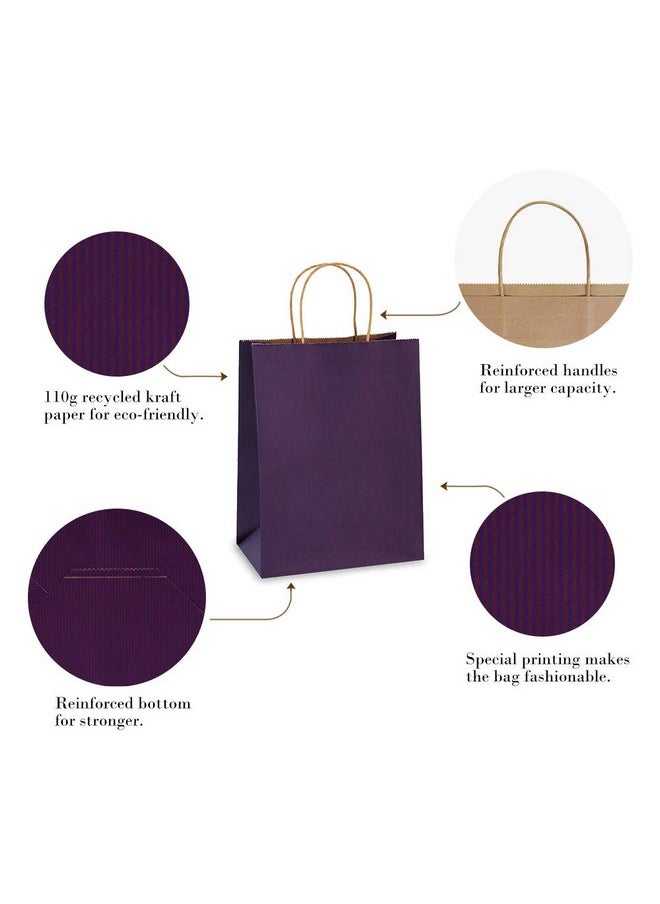 BagDream - Gift Bags 8X4.25X10.5 Inches 100Pcs Paper Bags With Handles Bulk Shopping Bags Kraft Bags Retail Bags Craft Bags 100% Recyclable Paper Gift Bags Purple - Image 1