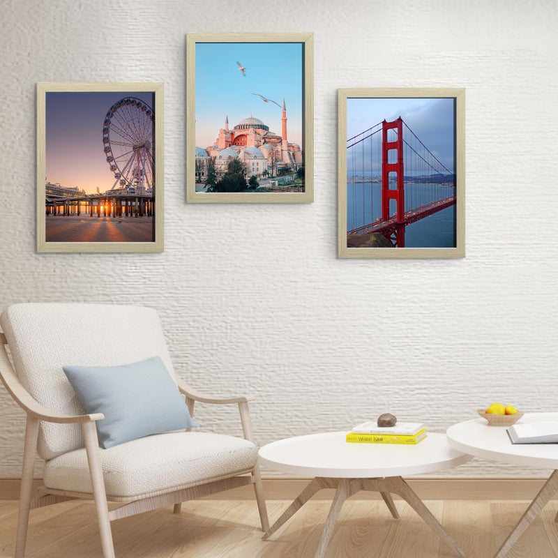 BESCRCL 12x16 Frame Wall Hanging Picture Frames, Natural Woodgrain, 1 Pack - Image 3