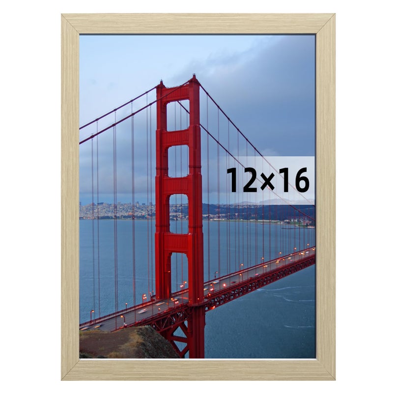 BESCRCL 12x16 Frame Wall Hanging Picture Frames, Natural Woodgrain, 1 Pack - Image 1