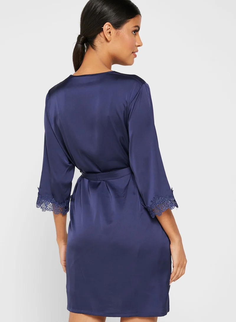 ELLA 2 In 1 Lace Trim Nightdress Robe