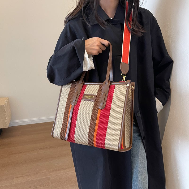 Korean Style Large Capacity Bag For Women 2023 New Fashion All-Match Handbag Internet Celebrity Casual Commuter Contrast Color Tote Bag - Image 3