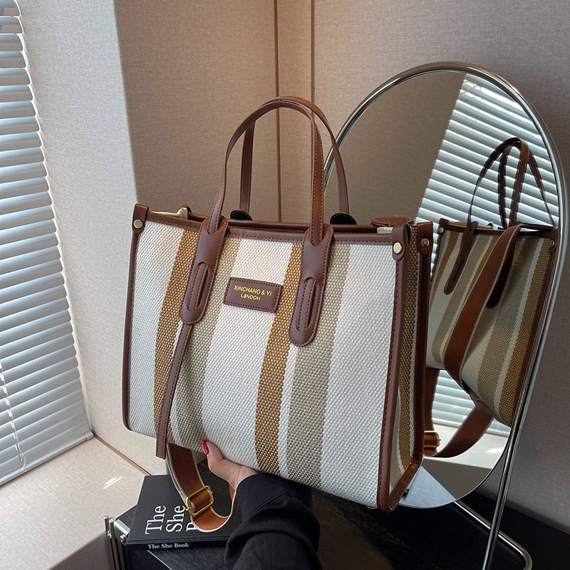 Korean Style Large Capacity Bag For Women 2023 New Fashion All-Match Handbag Internet Celebrity Casual Commuter Contrast Color Tote Bag - Image 2