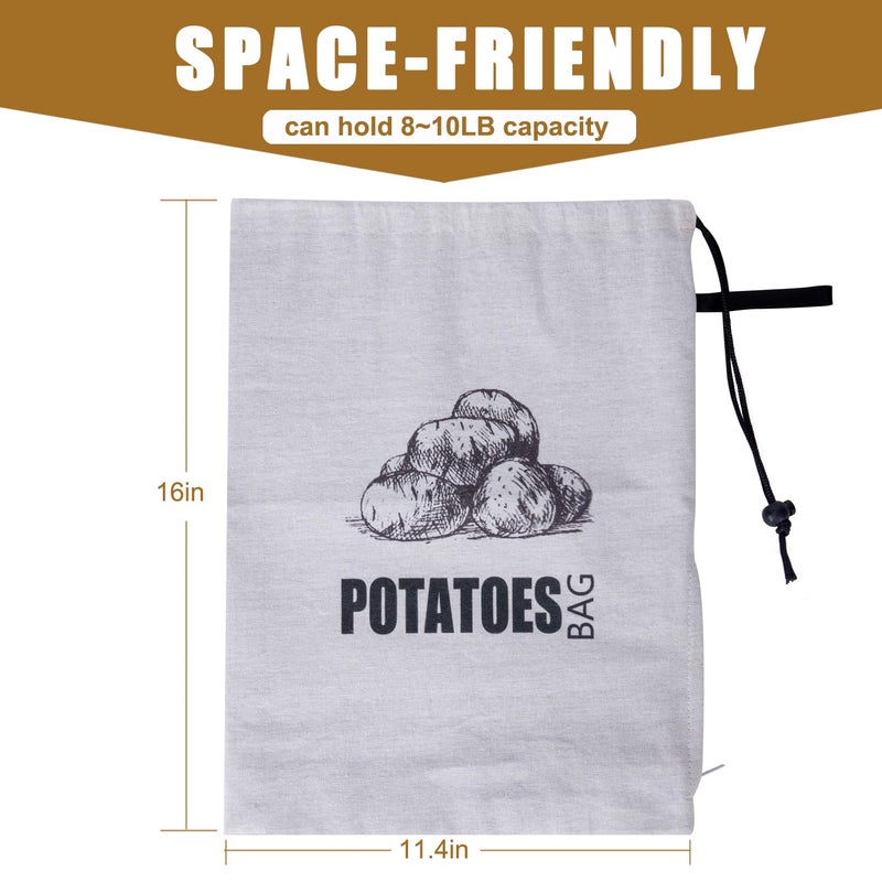 TOGETRUE Potato Onion Storage Bag, Fabric Onion and Potatoes Storage Bag, Washable Garlic Potatoes Onions Keeper with Drawstring for Pantry, 2 Pack (Potato Onion Bag) - Image 5