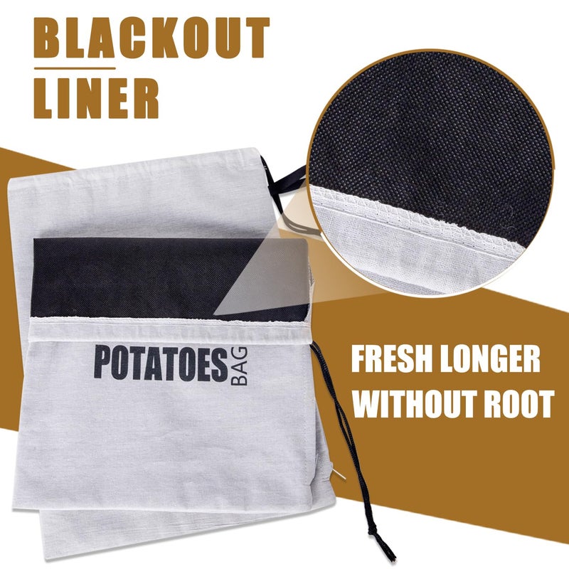 TOGETRUE Potato Onion Storage Bag, Fabric Onion and Potatoes Storage Bag, Washable Garlic Potatoes Onions Keeper with Drawstring for Pantry, 2 Pack (Potato Onion Bag) - Image 3