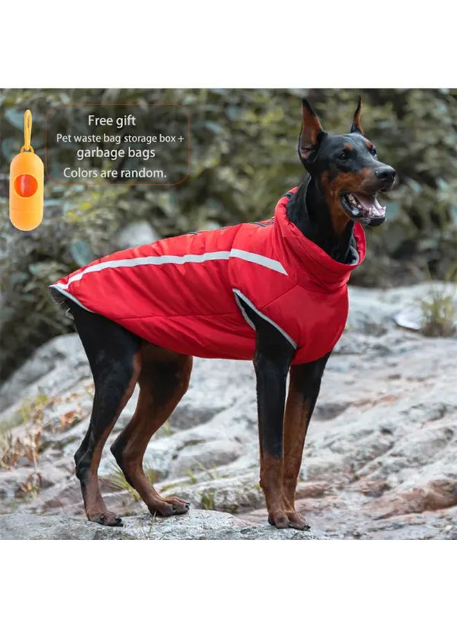 Yellow 3XL Large Dog Waterproof Fleece Winter Coat With Reflective Zipper For Great Danes German Shepherds - Image 3