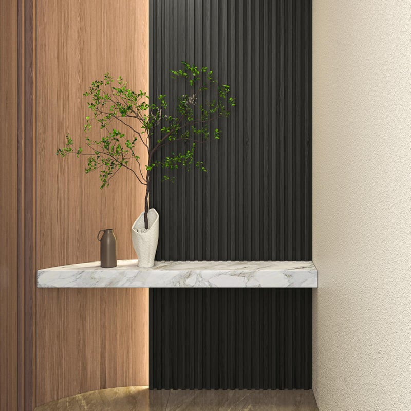 Art3d Slat Wood Wall Paneling for Interior and Ceiling Decoration - Pack of 4pcs + 1pc End-Trim, Size 108 x 5.7in.- Black - Image 5