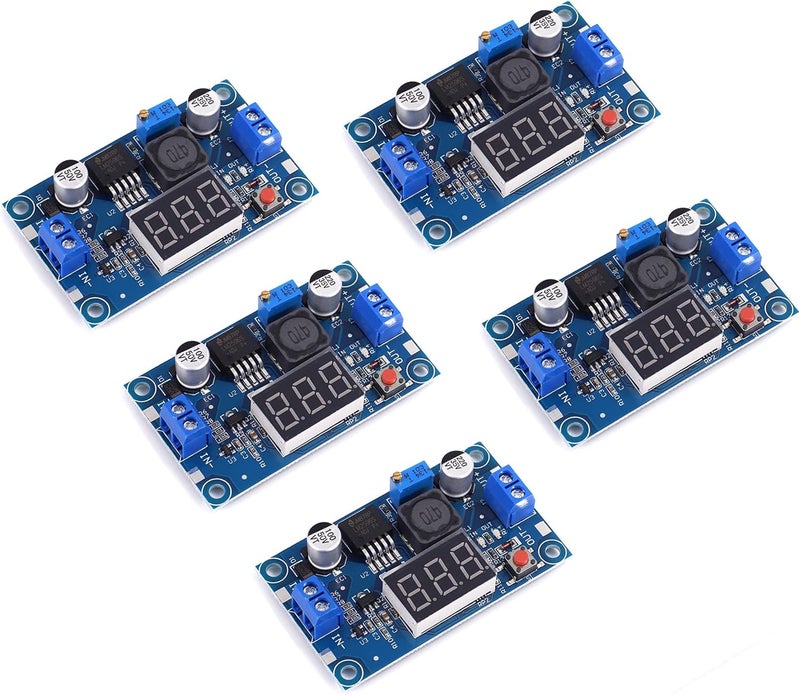 Teyleten Robot تيليتن روبوت LM2596S LM2596 مع فولتميتر عرض LED محول خفض الجهد DC-DC 4.0-40V إلى 1.25-37V 2A لوحة تعديل الجهد القابلة للتعديل وحدة إمداد الطاقة (5 ��طع) - Image 1