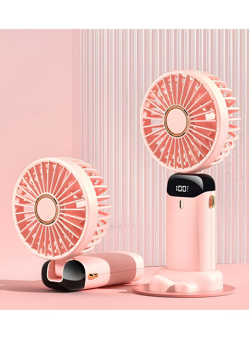 micro speed Portable Foldable Mini Handheld Fan with 5 Speeds, Digital Display, USB Rechargeable, 90° Rotation, Strong Wind, Instant Cooling - Image 2