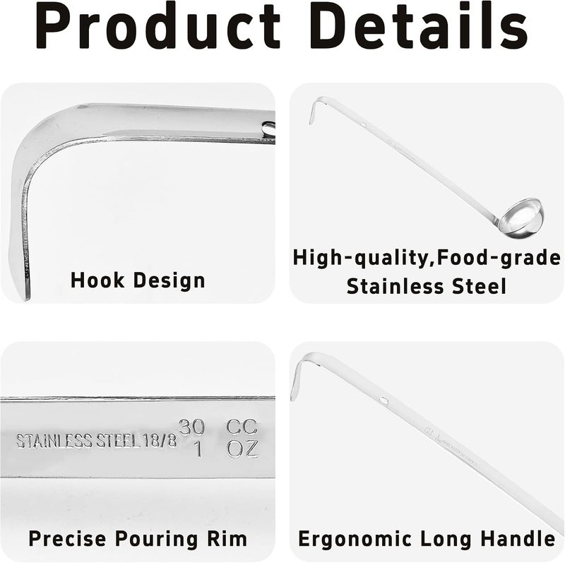AUXBC 2Pcs 1oz Stainless Steel Soup Ladle, Long Handle Ladles with Pouring Rim for Cooking, Serving Soup, Sauce, Stew, Kitchen - Image 5
