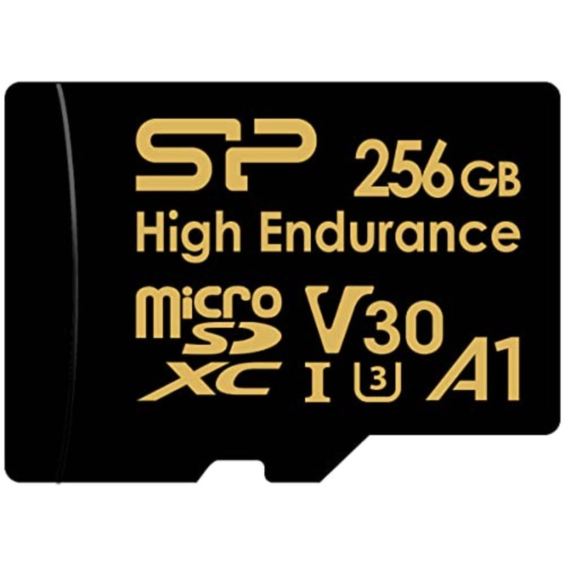 بطاقة ذاكرة MicroSDXC UHS-I Micro SD سعة 256 جيجابايت عالية التحمل من Silicon Power مع محول، مثالية لكاميرات Dash، بطاقة ذاكرة MicroSD من الفئة 10 U3 V30 A1 - Image 1