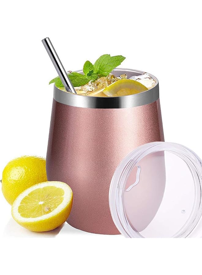 S-TOP Insulated Wine Tumbler with Lid, Double Wall Stainless Steel Stemless Insulated Wine Glass 12oz, Durable Insulated Coffee Mug, for Champaign, Cocktail, Beer, Office - Image 1