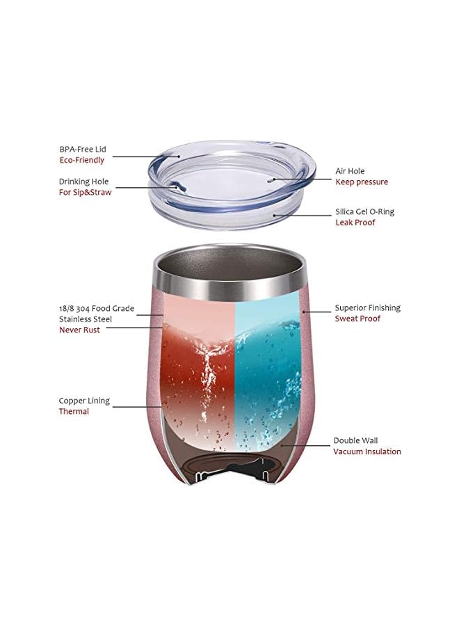 S-TOP Insulated Wine Tumbler with Lid, Double Wall Stainless Steel Stemless Insulated Wine Glass 12oz, Durable Insulated Coffee Mug, for Champaign, Cocktail, Beer, Office - Image 3