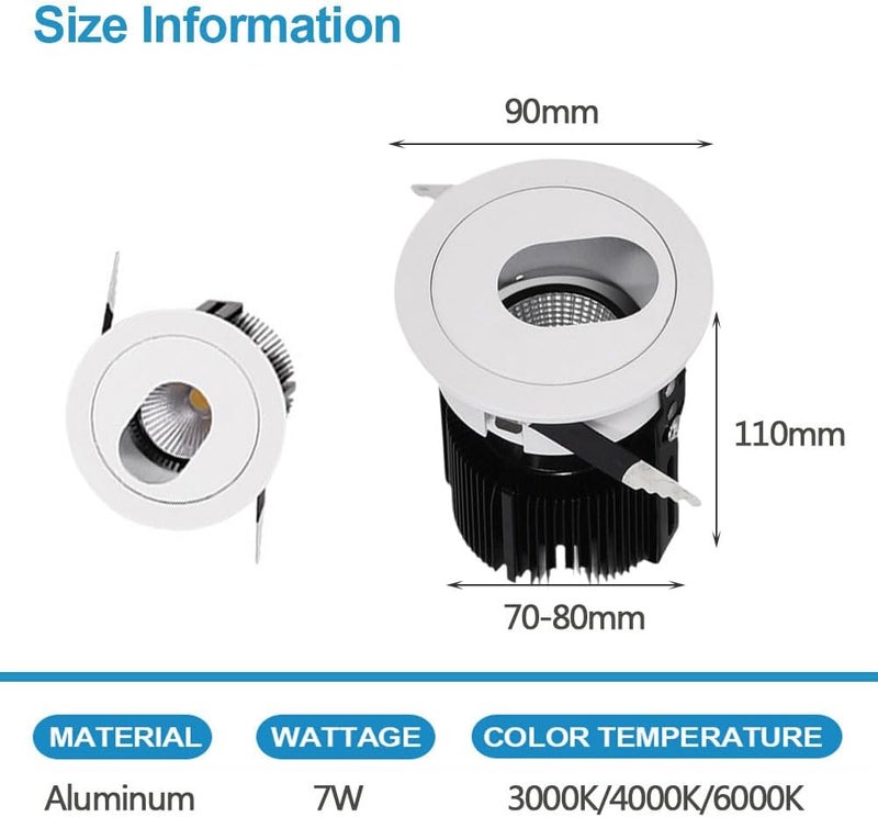 3 Inch LED Recessed Lighting CRI92+ Anti-Glare LED Downlight Baffle Trim Retrofit Eyeball Can Light for Living Room Office Kitchen LED Recessed Spotlight - Image 2