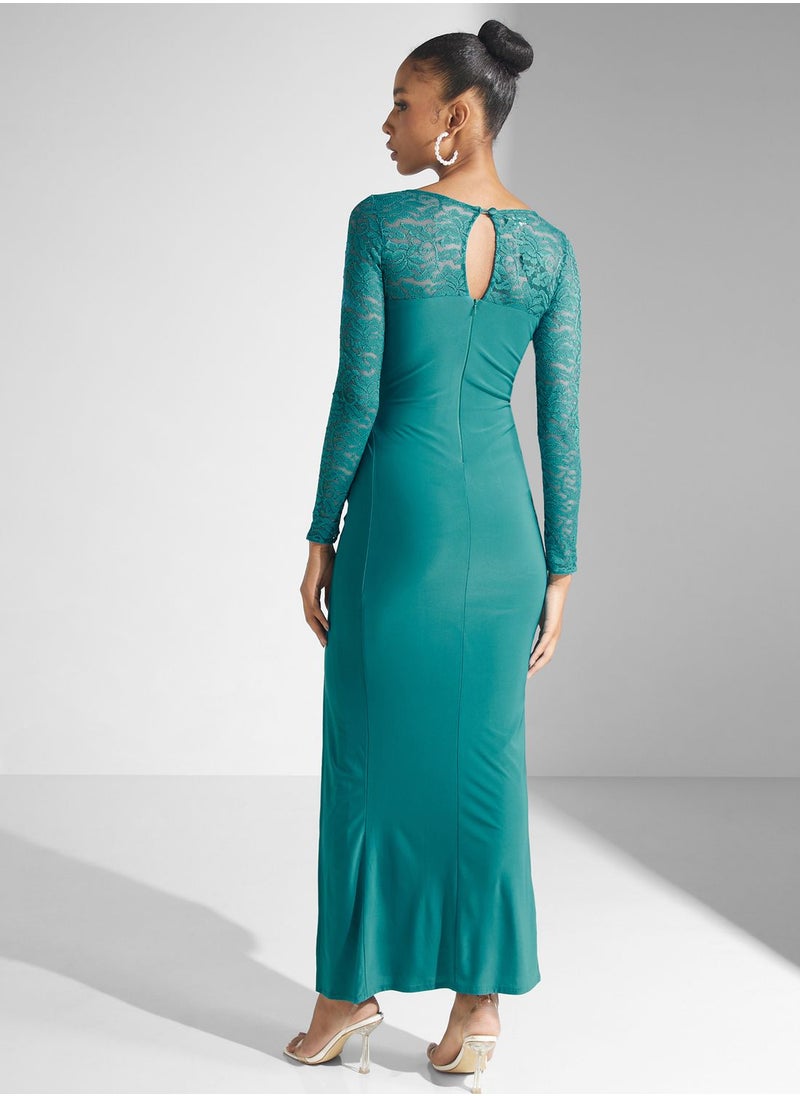 Golden Apple - Broidered Twist Side Slit Dress - Image 1