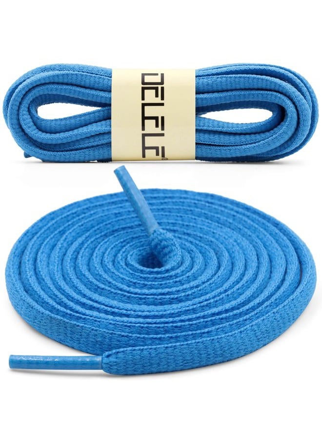 DELELE 2Pair Oval Shoes laces 42 Colors Half Round 1/4" Athletic ShoeLaces for Sport/Running Shoes Shoe Strings Baby Blue -45 inch - Image 2