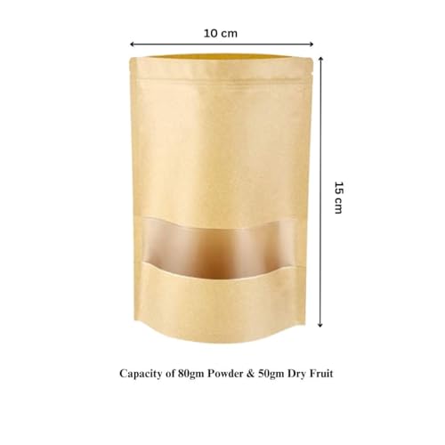 DEERA Brown Kraft Paper Ziplock Pouch 100x150mm Pack of 100 - Image 4