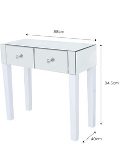 VANITY LIVING VANITY LIVING Dressing Table Set, Hollywood Mirror with 10 Dimmable LED Makeup Lights + 2 Drawers Modern Mirrored Dressing Table and Stool for Bedroom Furniture  - Image 3
