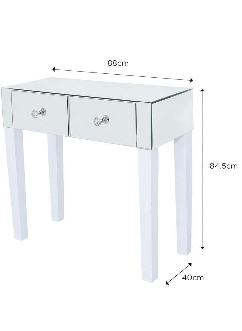VANITY LIVING VANITY LIVING Dressing Table Set, Hollywood Mirror with 10 Dimmable LED Makeup Lights + 2 Drawers Modern Mirrored Dressing Table and Stool for Bedroom Furniture  - Image 3