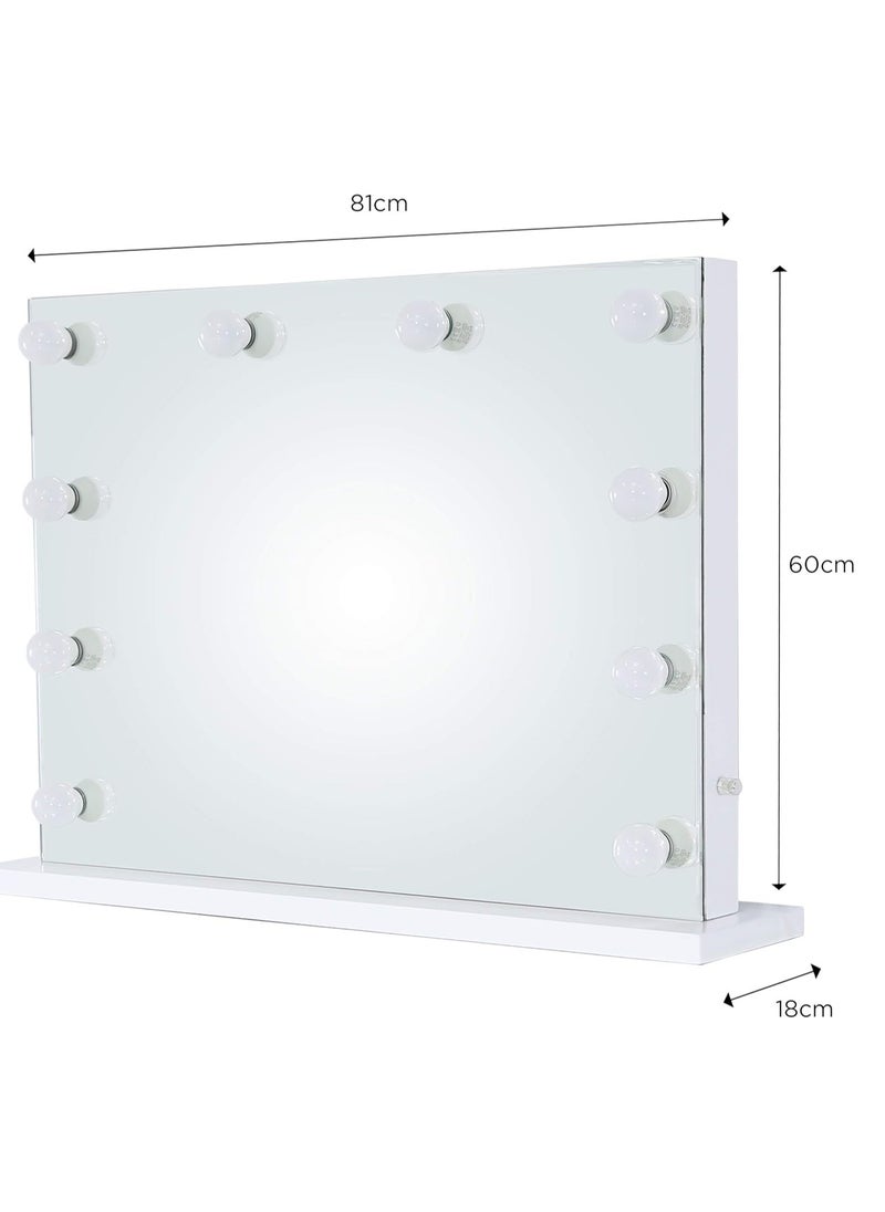 VANITY LIVING VANITY LIVING Dressing Table Set, Hollywood Mirror with 10 Dimmable LED Makeup Lights + 2 Drawers Modern Mirrored Dressing Table and Stool for Bedroom Furniture  - Image 4