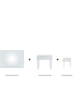 VANITY LIVING VANITY LIVING Dressing Table Set, Hollywood Mirror with 10 Dimmable LED Makeup Lights + 2 Drawers Modern Mirrored Dressing Table and Stool for Bedroom Furniture  - Image 2
